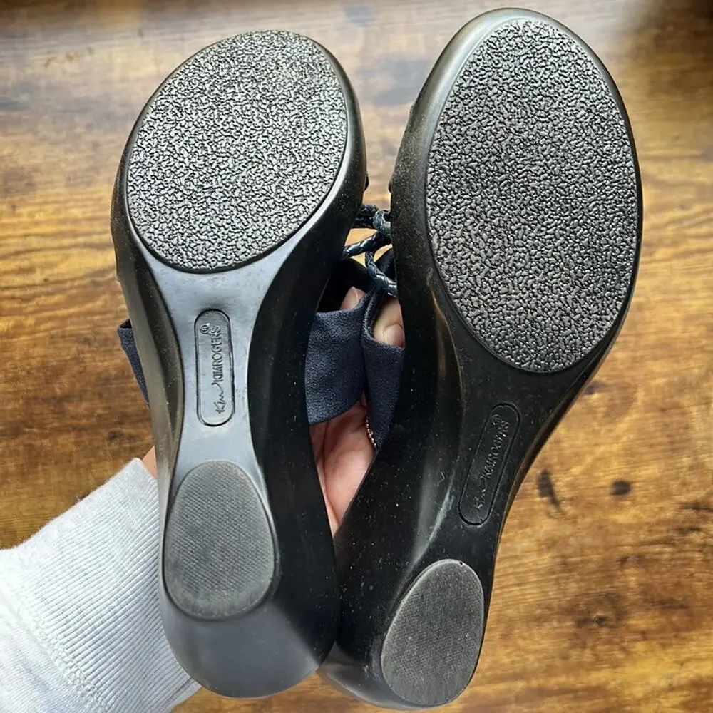 Kim Rogers Annabelle Navy Fabric Strappy Wedge Sandal